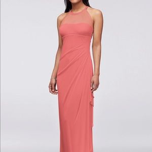 Long Mesh Dress with Illusion Halter Neck